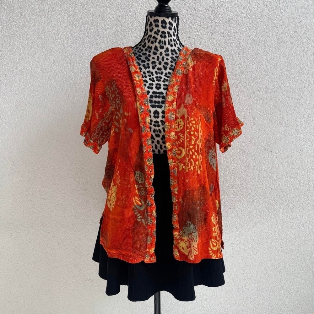 Mirror Image Orange and yellow floral cardigan size XL